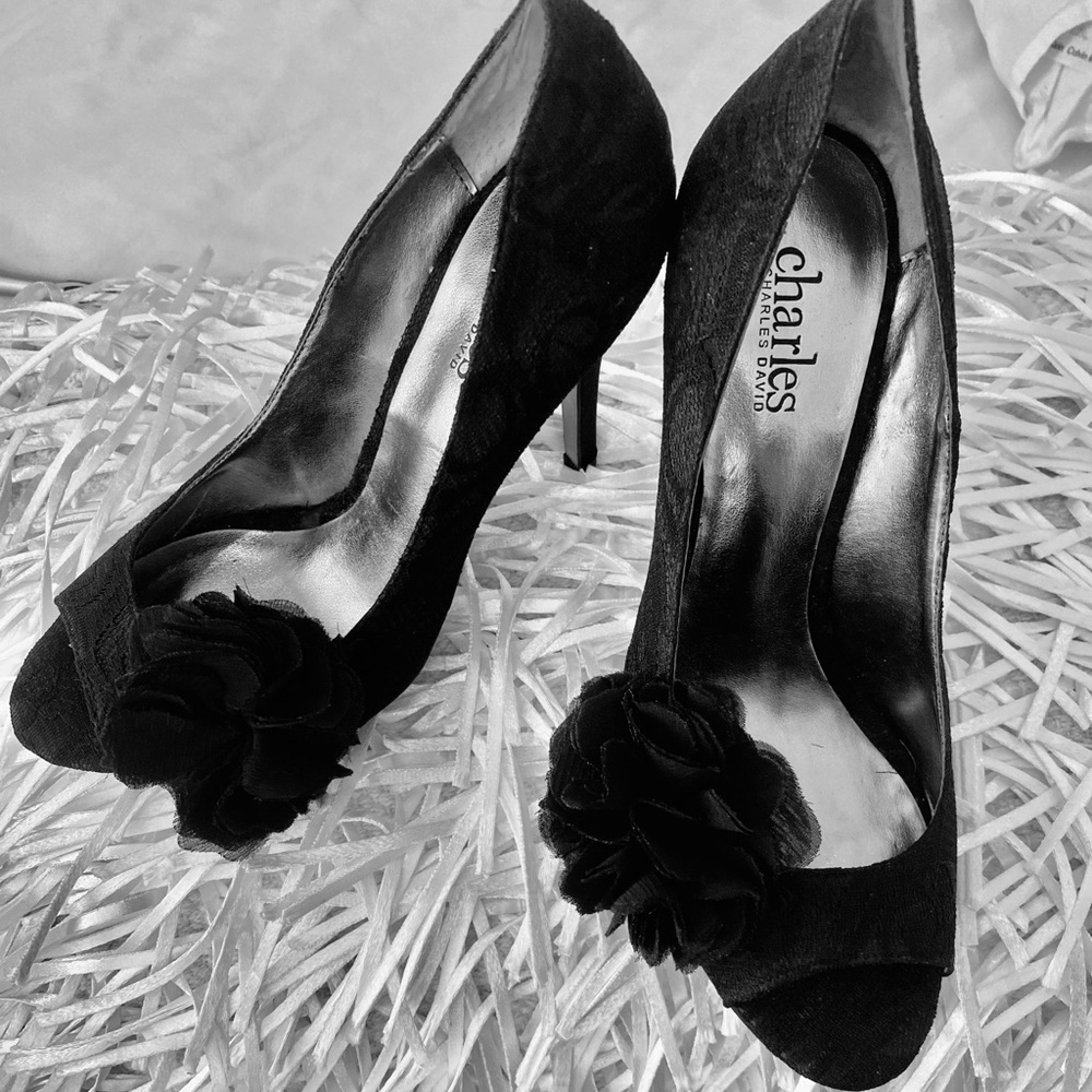 Charles David Black Lace High Heel